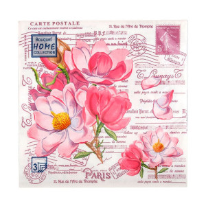 Салфетки декоративные Bouquet Home Collection Открытка с магнолиями 37925 33*33 см 3 слоя 20 шт