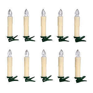 Набор елочных свечей Vegas 55118 теплые LED с эффектом пламени беспроводных с пультом 1.8*10 см 10 шт