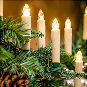 Набор елочных свечей Vegas 55118 теплые LED с эффектом пламени беспроводных с пультом 1.8*10 см 10 шт