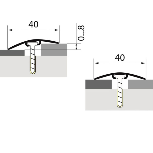 Порог Русский профиль 40 мм дуб идиллия разноуровневый с дюбелем 1.8 м