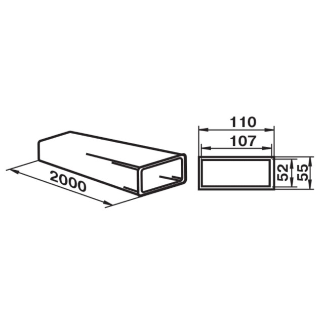 Воздуховод Zernberg 5020 жесткий плоский 110*55 мм 2 м