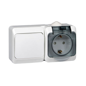 Блок Schneider Electric Этюд ВРА16-241В 1-клавишный выключатель сх-1 + розетка с заземлением