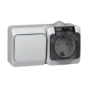 Блок Schneider Electric Этюд ВРА16-241С 1-клавишный выключатель сх-1 + розетка с заземлением