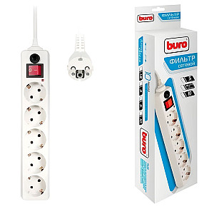 Удлинитель Buro 992295 с сетевым фильтром 5*5 м с заземлением белый