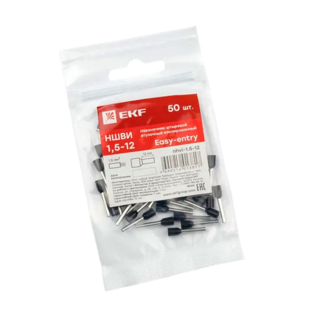Наконечник штыревой втулочный EKF nhvi-1.5-12 НШвИ 1.5-12 50 шт