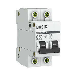 Автоматический выключатель EKF Basic ВА47-29 mcb4729-2-50C 2P 50А
