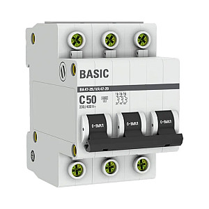 Автоматический выключатель EKF Basic ВА47-29 mcb4729-3-50C 3P 50А