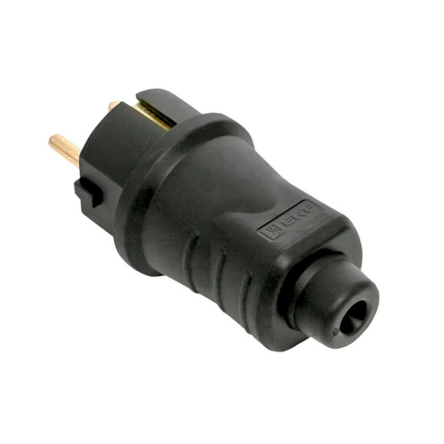 Вилка EKF Марс RPS-011-16-230-44 прямая 2P+PE 16A 230В IP44 каучук черная