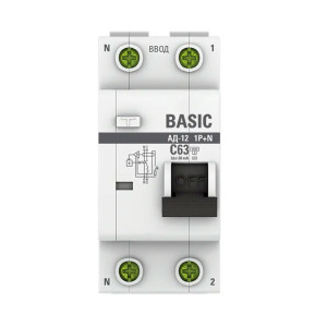 Автоматический выключатель дифференциального тока EKF Basic АД-12 DA12-63-30-bas 1P+N 63А 30мА тип АС х-ка C 4.5кА