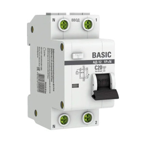 Автоматический выключатель дифференциального тока EKF Basic АД-12 DA12-20-30-bas 1P+N 20А 30мА тип АС х-ка C 4.5кА