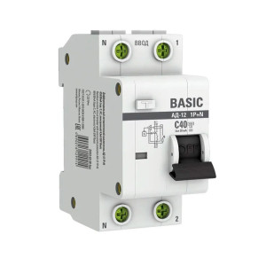 Автоматический выключатель дифференциального тока EKF Basic АД-12 DA12-40-30-bas 1P+N 40А 30мА тип АС х-ка C 4.5кА