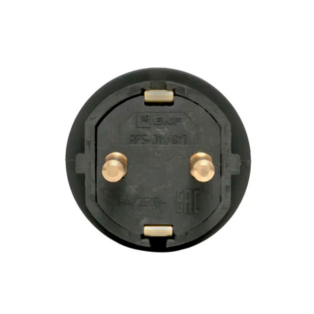 Вилка EKF Марс RPS-017-16-230-44 угловая 2P+PE 16A 230В IP44 каучук черная