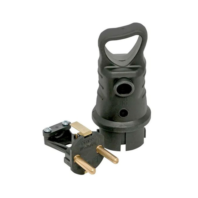 Вилка EKF Марс RPS-017-16-230-44 угловая 2P+PE 16A 230В IP44 каучук черная