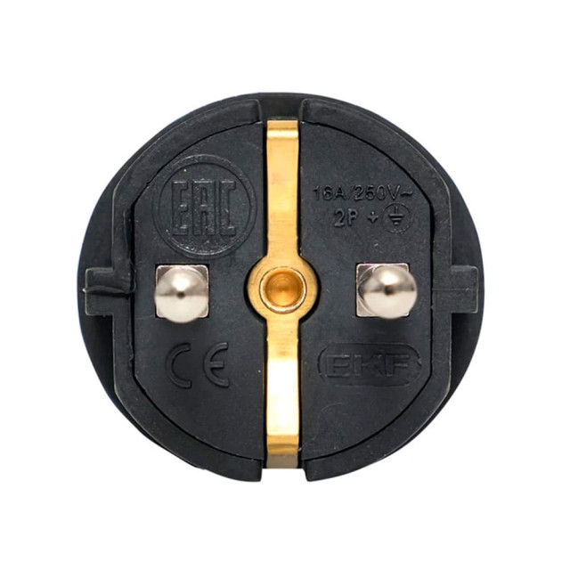 Вилка EKF PROxima RPS-017-16-230-44-r угловая 2P+PE 16A 230В IP44 каучук черная
