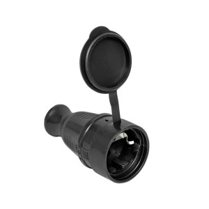 Розетка переносная EKF Basic RPS-012-16-230-44-R 230В 2P+PE 16A IP44 с защитной крышкой каучуковая