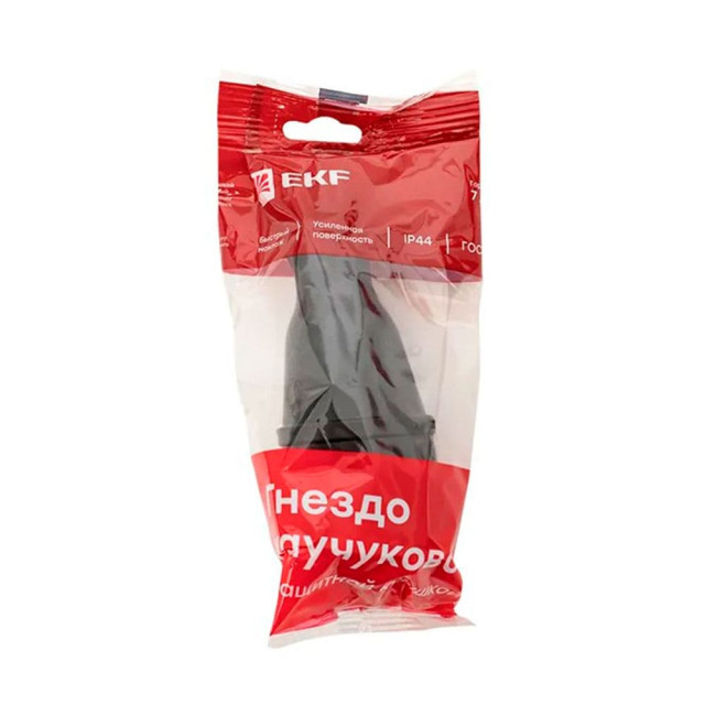 Розетка переносная EKF Basic RPS-012-16-230-44-R 230В 2P+PE 16A IP44 с защитной крышкой каучуковая