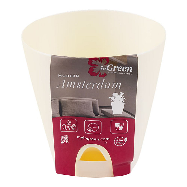 Горшок для цветов InGreen Amsterdam ING6198СЛ сливочный с прикорневым поливом 0.65 л