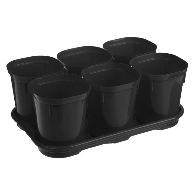 Горшок для рассады InGreen Smart Solution ING6035ЧР с поддоном оникс 400 мл 6 шт