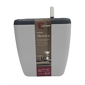 Горшок с автополивом InGreen Munchen Утренний туман квадратный с внутренней вставкой 5 л