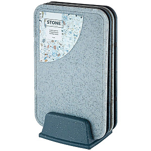 Набор досок разделочных Plast Team Stone PT177512026 на подставке темный камень 4 шт