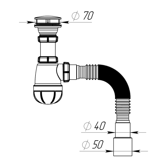 Сифон для кухни Aquant B0116-30-MR 1 1/2