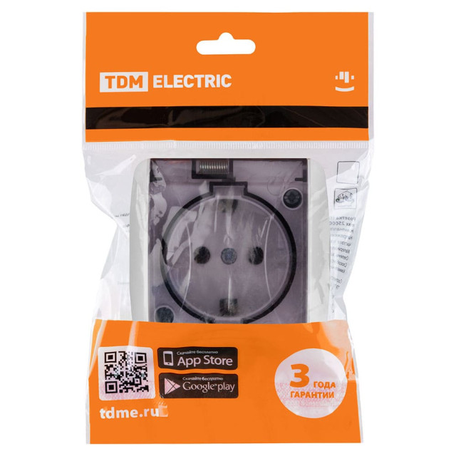 Розетка TDM Electric Селигер SQ1818-0007 2П+3 открытой установки IP54 16А с прозрачной крышкой белая