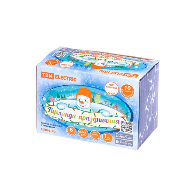 Гирлянда светодиодная TDM Electric СГ100Б10 SQ0361-0039 8 режимов 10 м белая