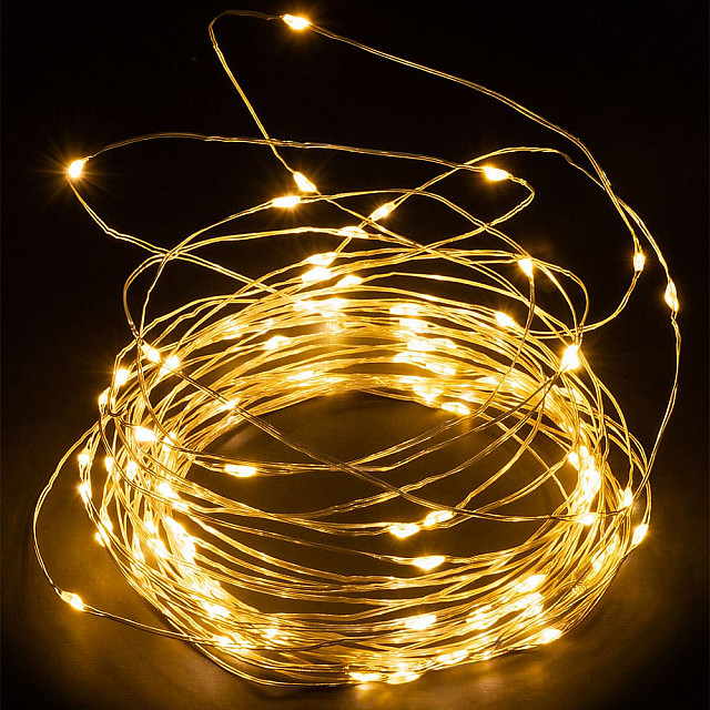 Гирлянда светодиодная TDM Electric Роса SQ0361-0053 100 Led 3000К 3*АА 10 м