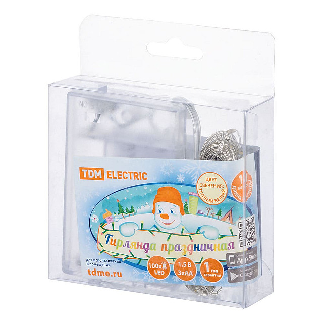 Гирлянда светодиодная TDM Electric Роса SQ0361-0053 100 Led 3000К 3*АА 10 м