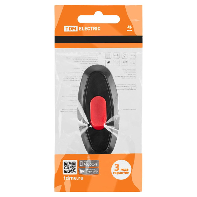 Выключатель на шнур TDM Electric SQ1806-0222 6А 250В черный с красной кнопкой