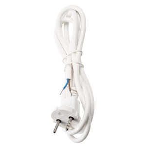 Шнур сетевой с вилкой TDM Electric SQ1305-0072 ПВС 2*0.75 мм.кв без заземления белый 3 м