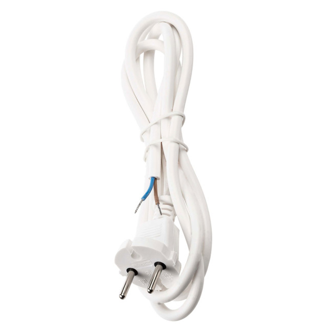 Шнур сетевой с вилкой TDM Electric SQ1305-0072 ПВС 2*0.75 мм.кв без заземления белый 3 м