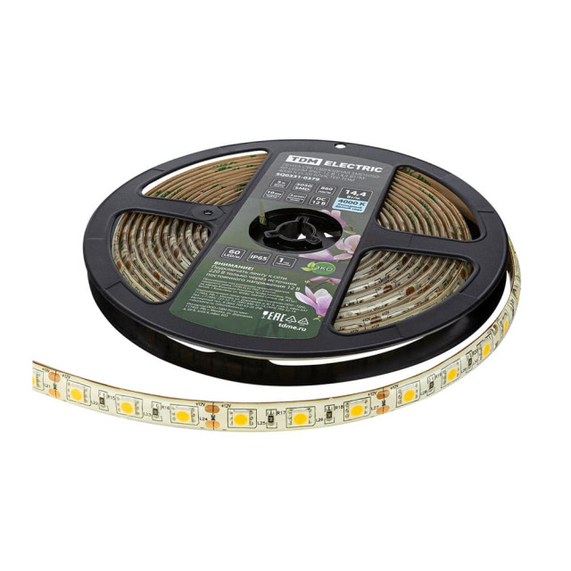 Лента TDM Electric SQ0331-0379 LED SMD5050-60 LED м-IP65-12 В-14.4 Вт м 4000К 5 м