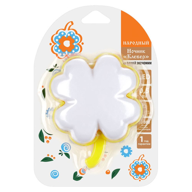 Ночник TDM Electric Народный Клевер SQ0357-0070 с датчиком освещенности желтый