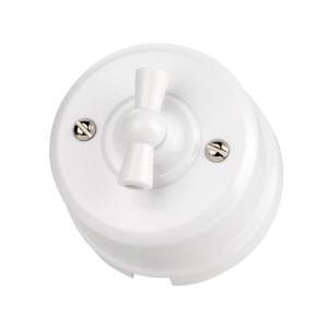 Выключатель поворотный TDM Electric Виви SQ1820-1006 2 клавиши с ручкой бантик белый