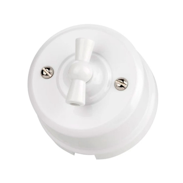 Выключатель поворотный TDM Electric Виви SQ1820-1006 2 клавиши с ручкой бантик белый