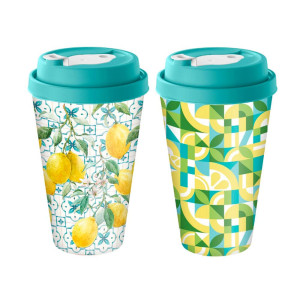 Стакан Homearts 2231124 с крышкой декором и клапаном 420 мл