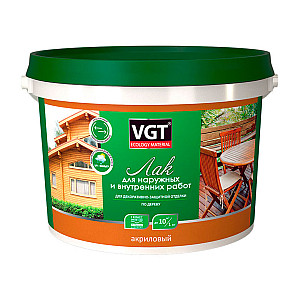 Лак VGT акриловый для наружных и внутренних работ глянцевый бесцветный 0.9 кг