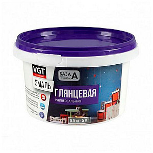 Эмаль VGT ВД-АК-1179 универсальная база А супербелая глянцевая 0.5кг