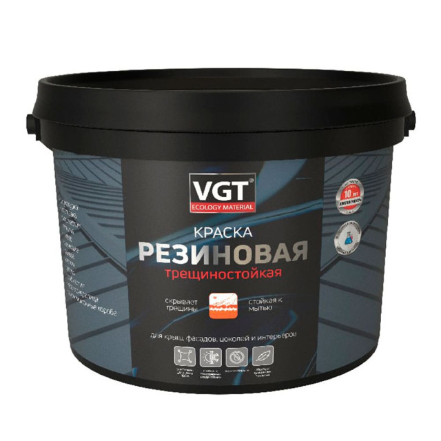 Краска VGT трещиностойкая резиновая белая 3 кг