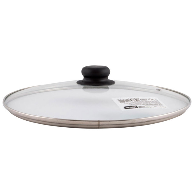 Крышка Mallony 987019 с ручкой стеклянная металлический обод паровыпуск 28 см