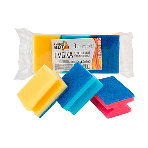 Губка для посуды Рыжий Кот 003927 профильная 3 шт