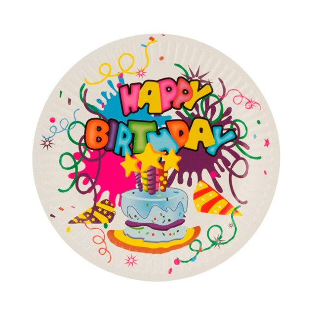 Набор бумажных тарелок Волшебная страна Happy Birthday 007148 18 см 6 шт