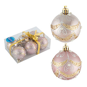 Набор шаров Волшебная страна Орнамент 007484 6 см розовый 6 шт