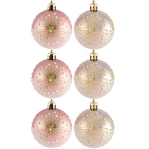 Набор шаров Волшебная страна Узоры 007486 6 см розовый 6 шт