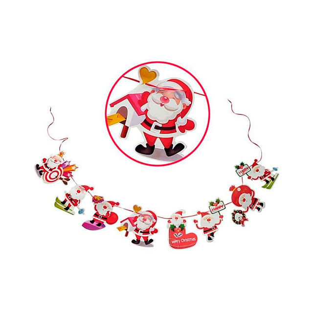 Гирлянда Волшебная страна Веселый Дед Мороз бумажная 18*21 см 8 шт 3 м