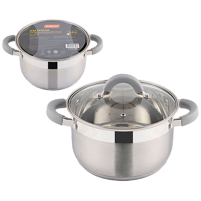Кастрюля Mallony Felicita 009388 из нержавеющей стали с крышкой 3.9 л