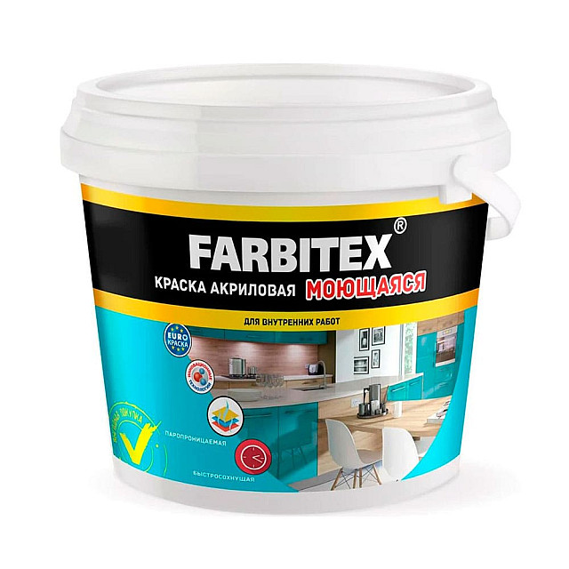 Краска Farbitex акриловая моющаяся 6 кг