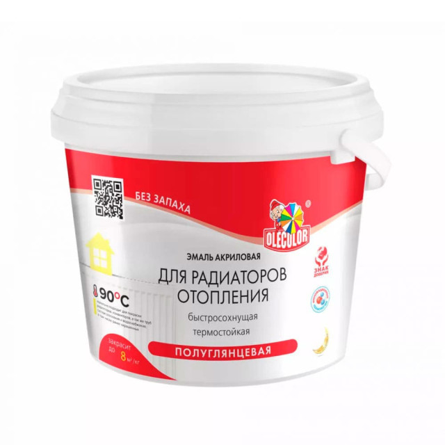 Эмаль для радиаторов отопления Olecolor акриловая 0.5 кг