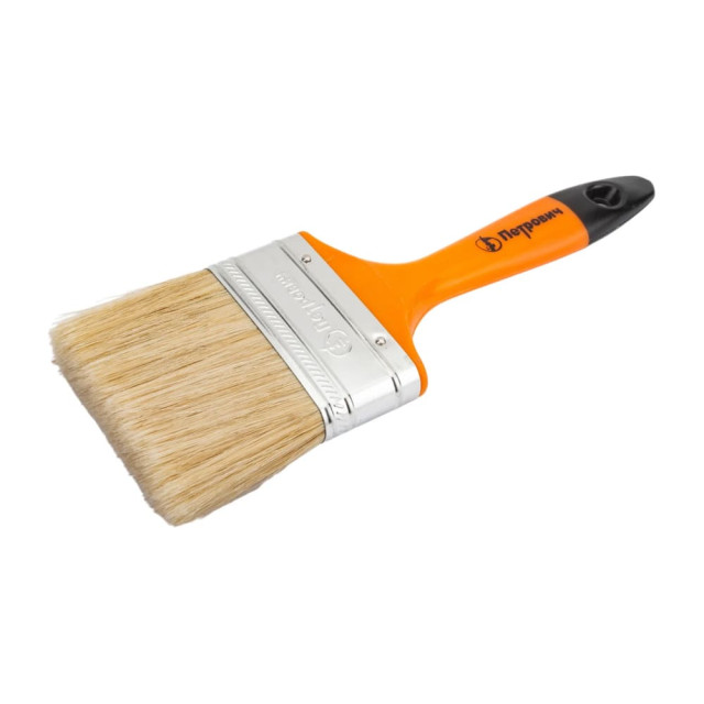 Кисть плоская Петрович натуральная щетина пластиковая ручка 75 мм